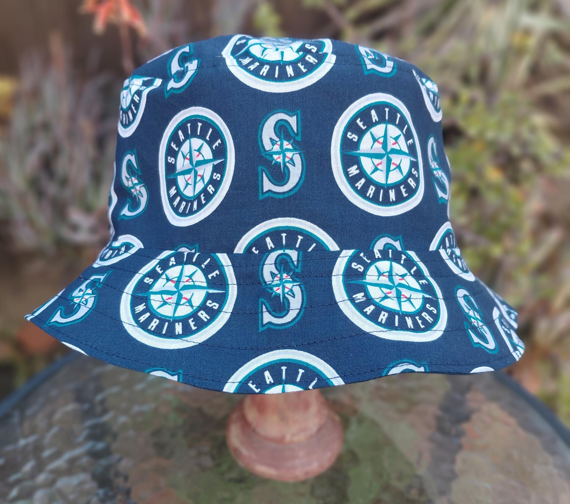 Seattle Mariners Bucket Hat, Handmade, Reversible, Unisex Sizes up to 4XL, ponytail hat, fishing hat, sun hat, floppy hat