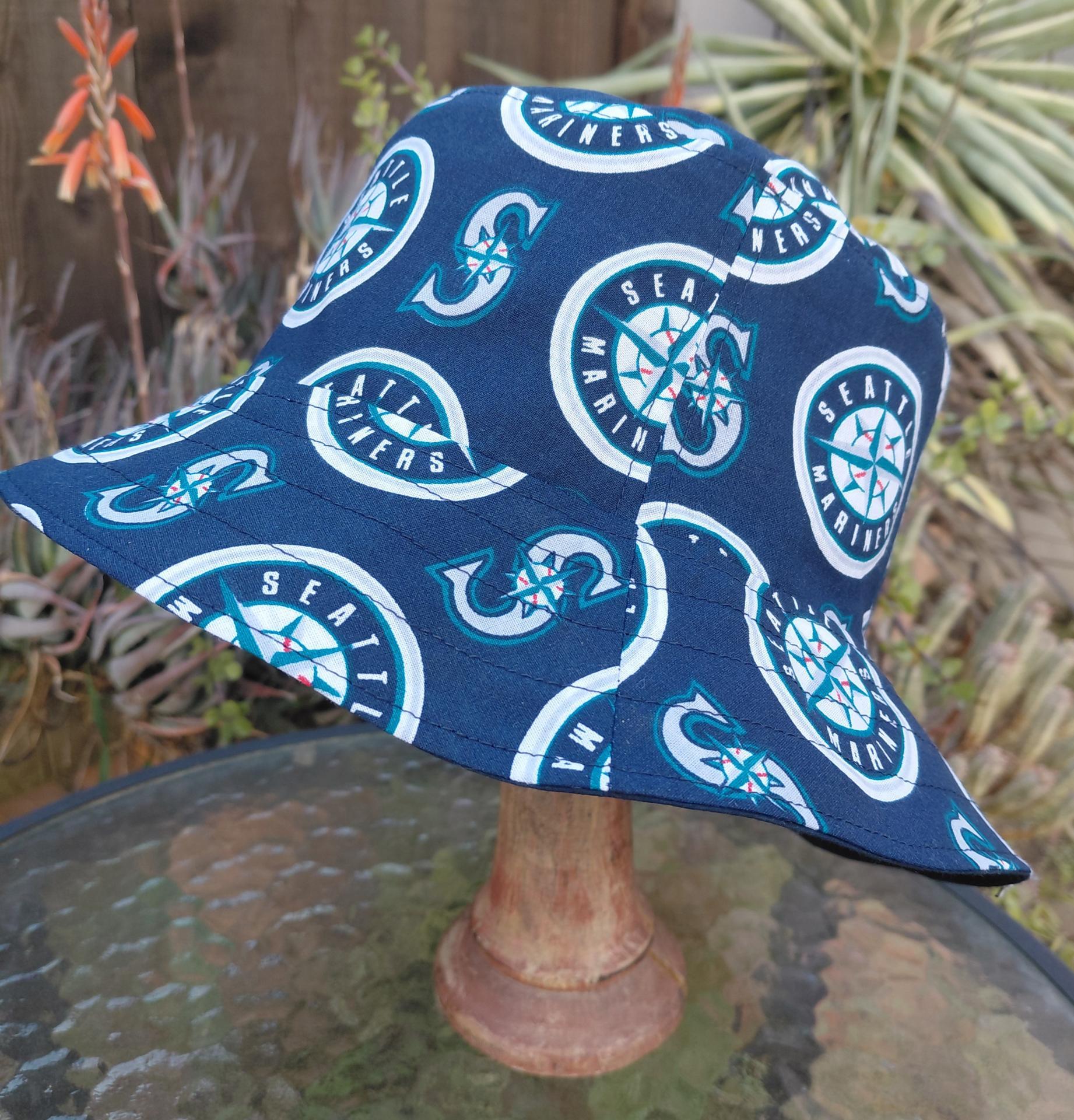 Seattle Mariners Bucket Hat, Handmade, Reversible, Unisex Sizes up to 4XL, ponytail hat, fishing hat, sun hat, floppy hat