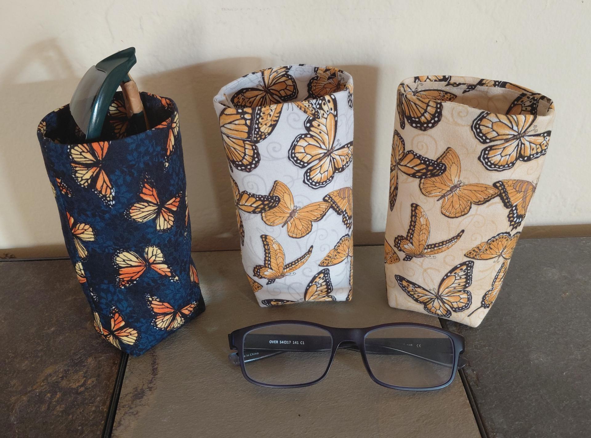 Monarch Butterflies Eyeglass Holders, Glasses Stand, Glasses Holder, Butterfly Lover Gift, Weighted Stand-up Glasses Pouch