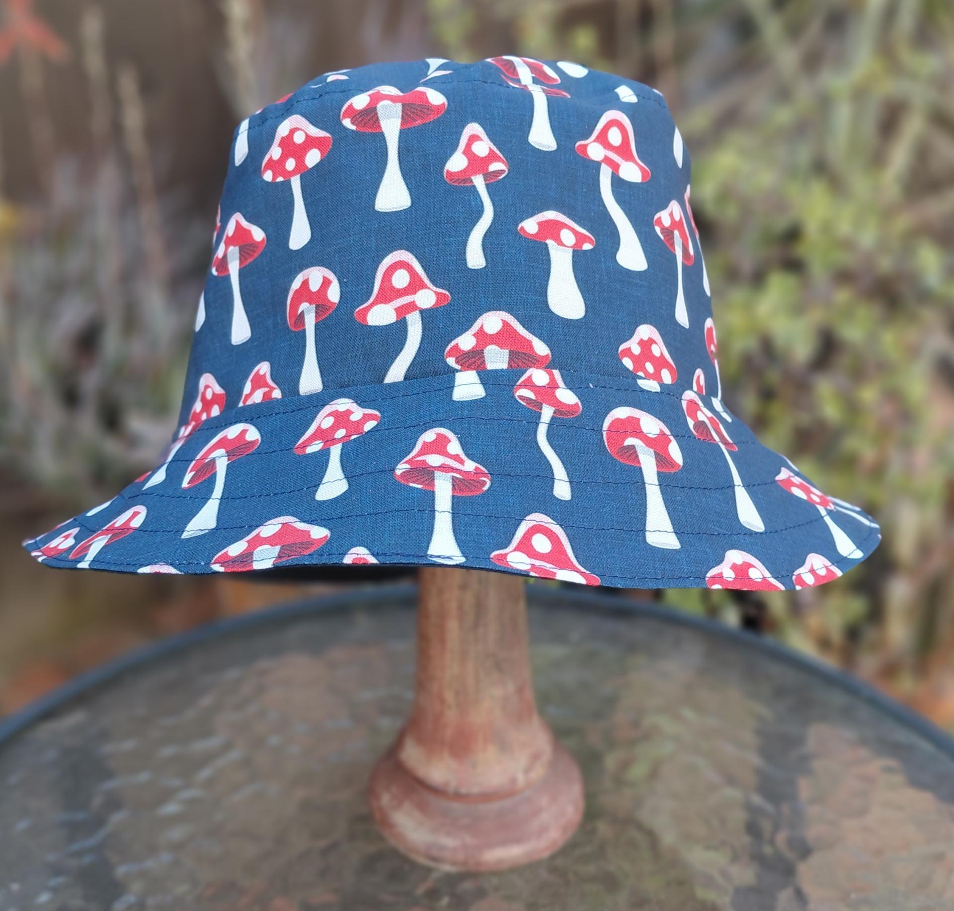 Mushrooms Bucket Hat, Red and White Mushroom Hat, Sizes up to 4XL, floppy hat, fishing hat, sun hat, beach hat, cottagecore, woodland style, festival hat