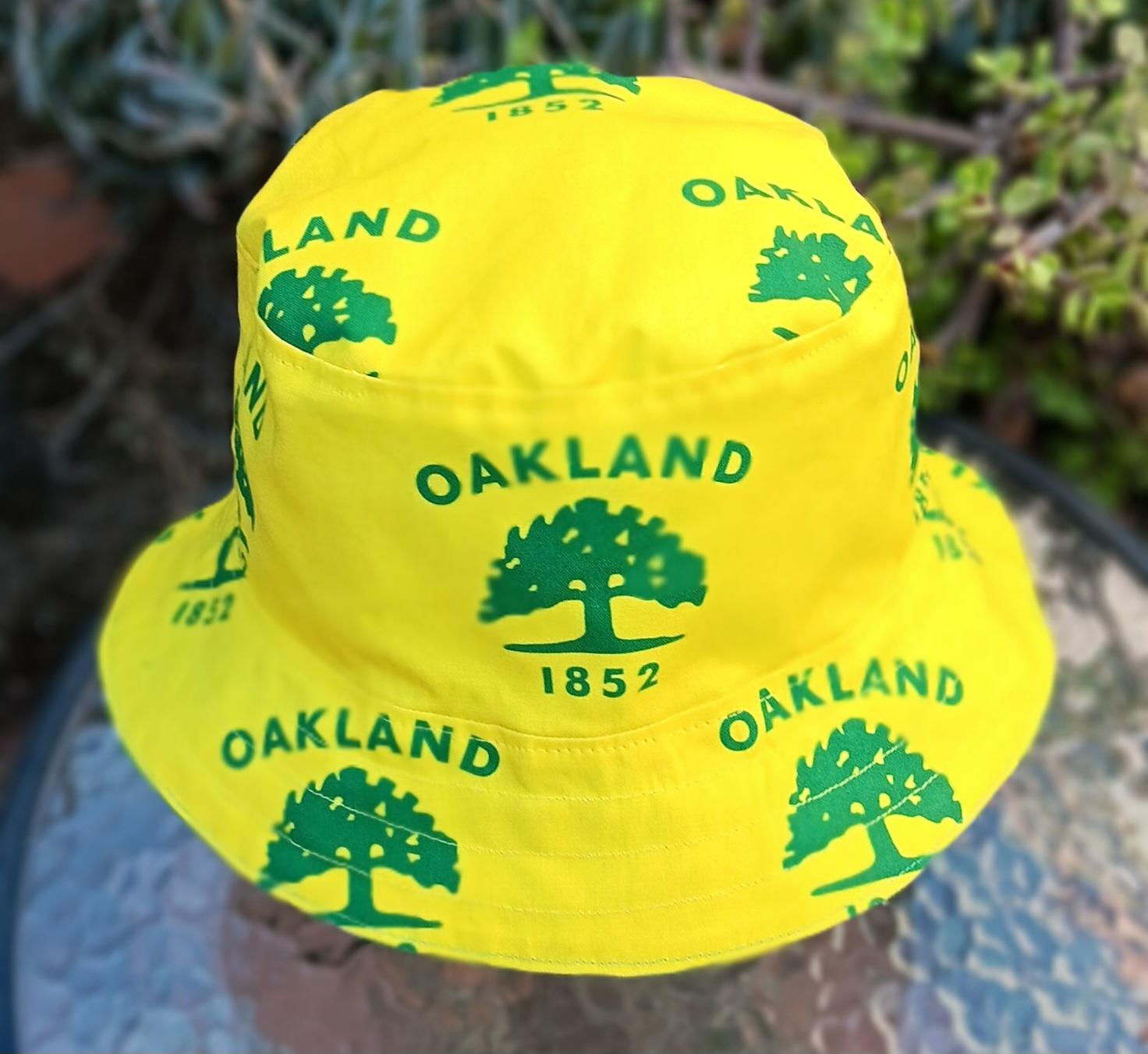 Oakland Flag Bucket Hat, Sizes up to 4XL, CIty of Oakland 1852 Tree flag, reversible, fishing hat, sun hat, floppy hat, adults or older children