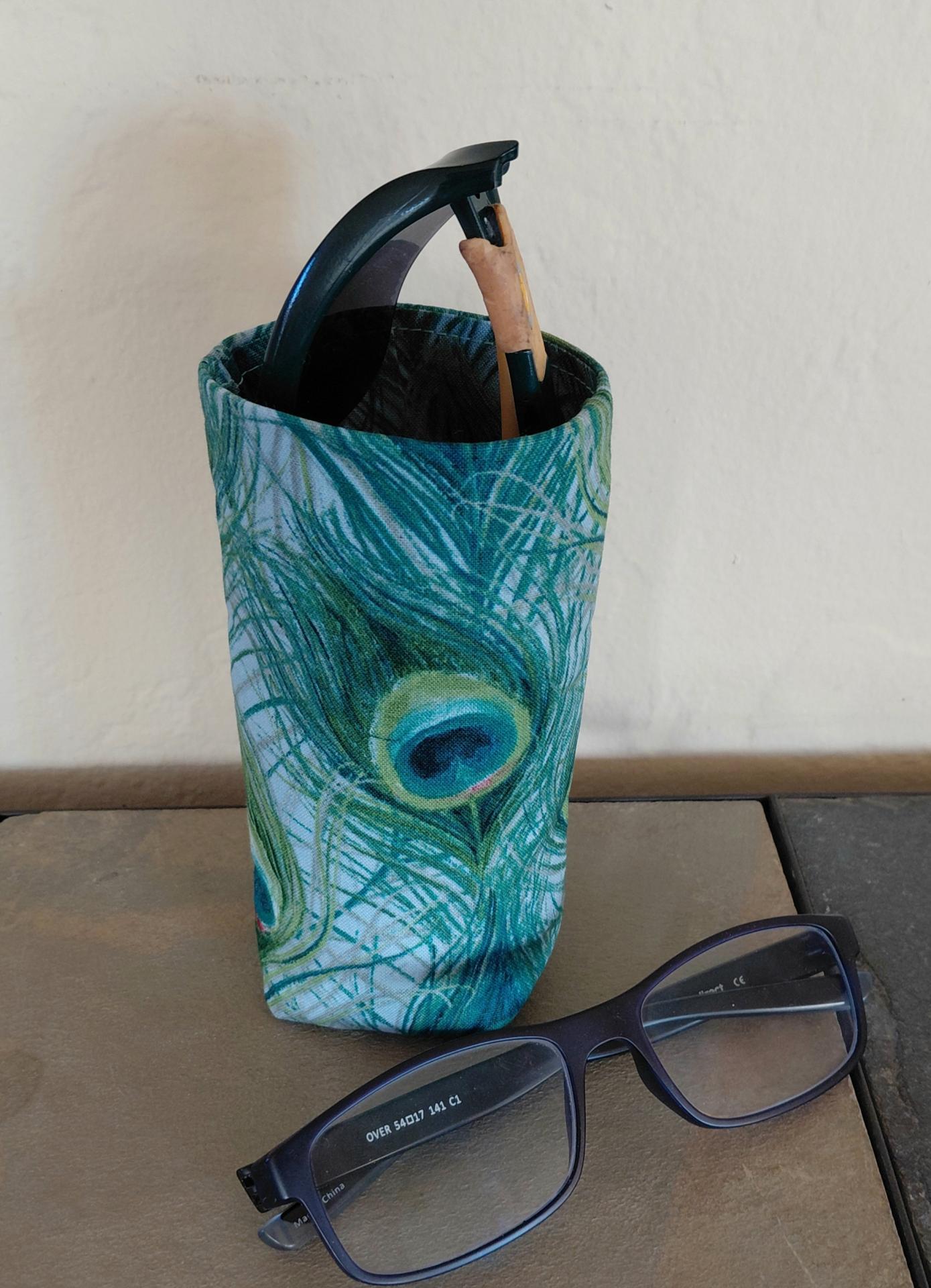 Peacock Print Eyeglasses Holder, Glasses Stand, Glasses Holder, Mom Gift, Weighted Stand-up Glasses Pouch, Peacock Lover Gift