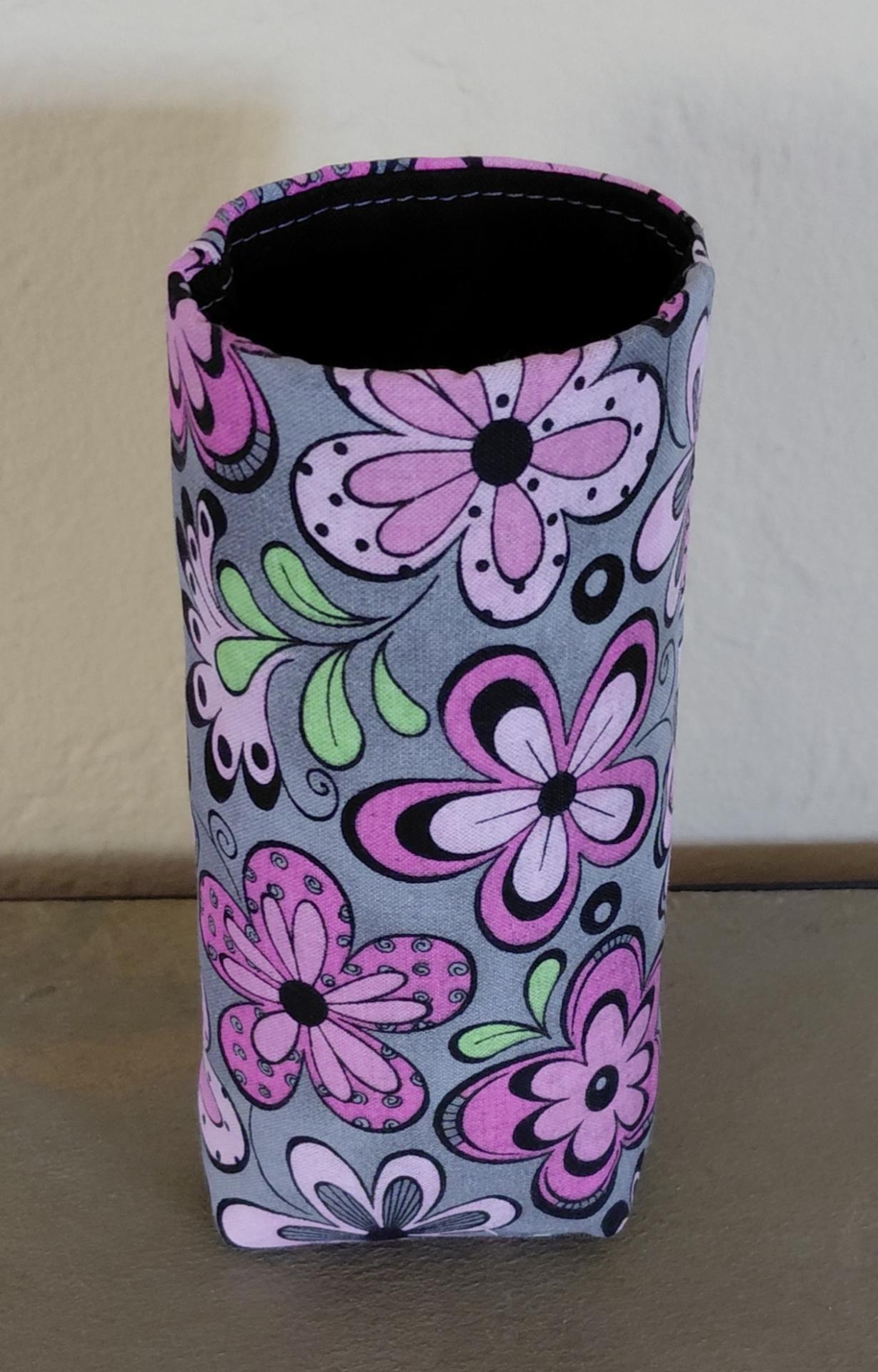 Pink & Grey Floral Eyeglasses Holder, Floral Glasses Stand, Glasses Holder, Mom Gift, Weighted Stand-up Glasses Pouch, Flower Lover Gift