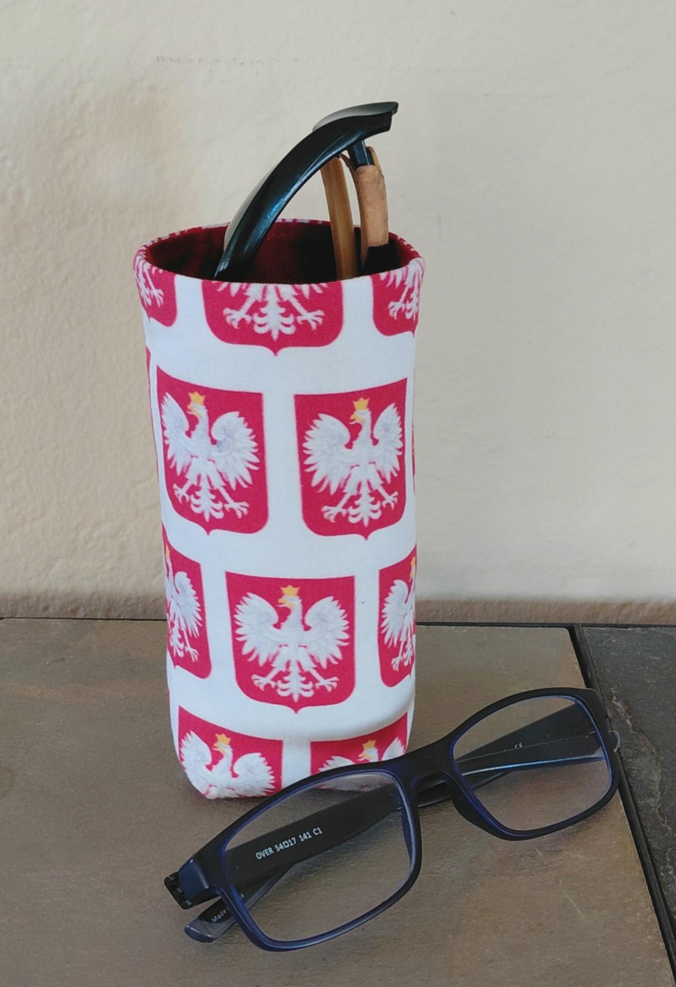 Polish Eagle Upright Eyeglasses Holder, Glasses Stand, Glasses Holder, Polish American Gift, Weighted Stand-up Glasses Pouch, Polska gift