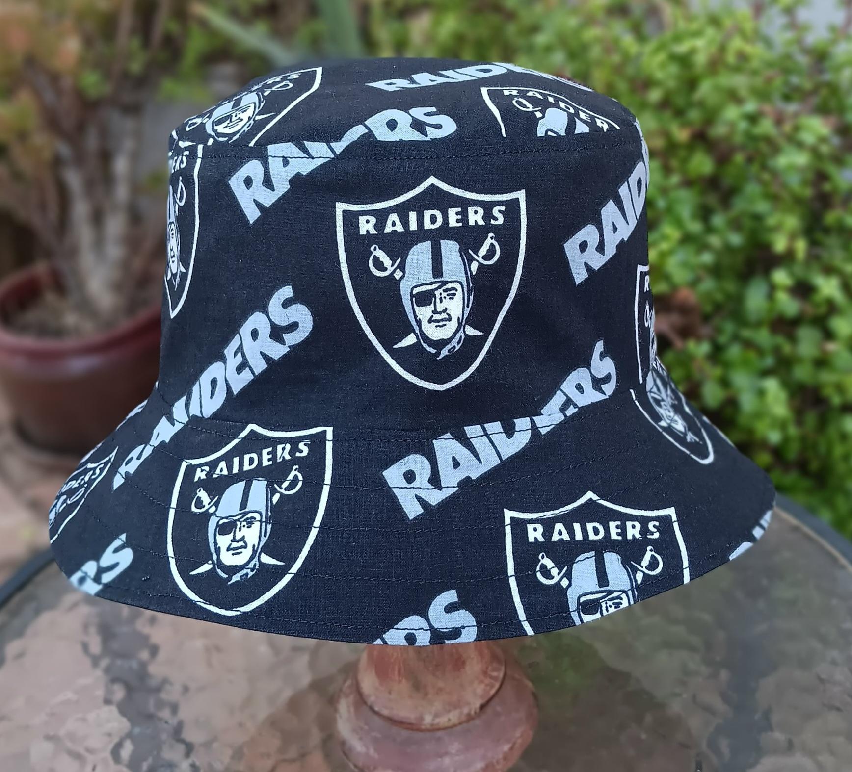 Las Vegas Raiders / Golden Knights Bucket Hat, Handmade, Reversible, Sizes up to 4XL, Cotton, fishing hat, ponytail option, sun hat, floppy hat