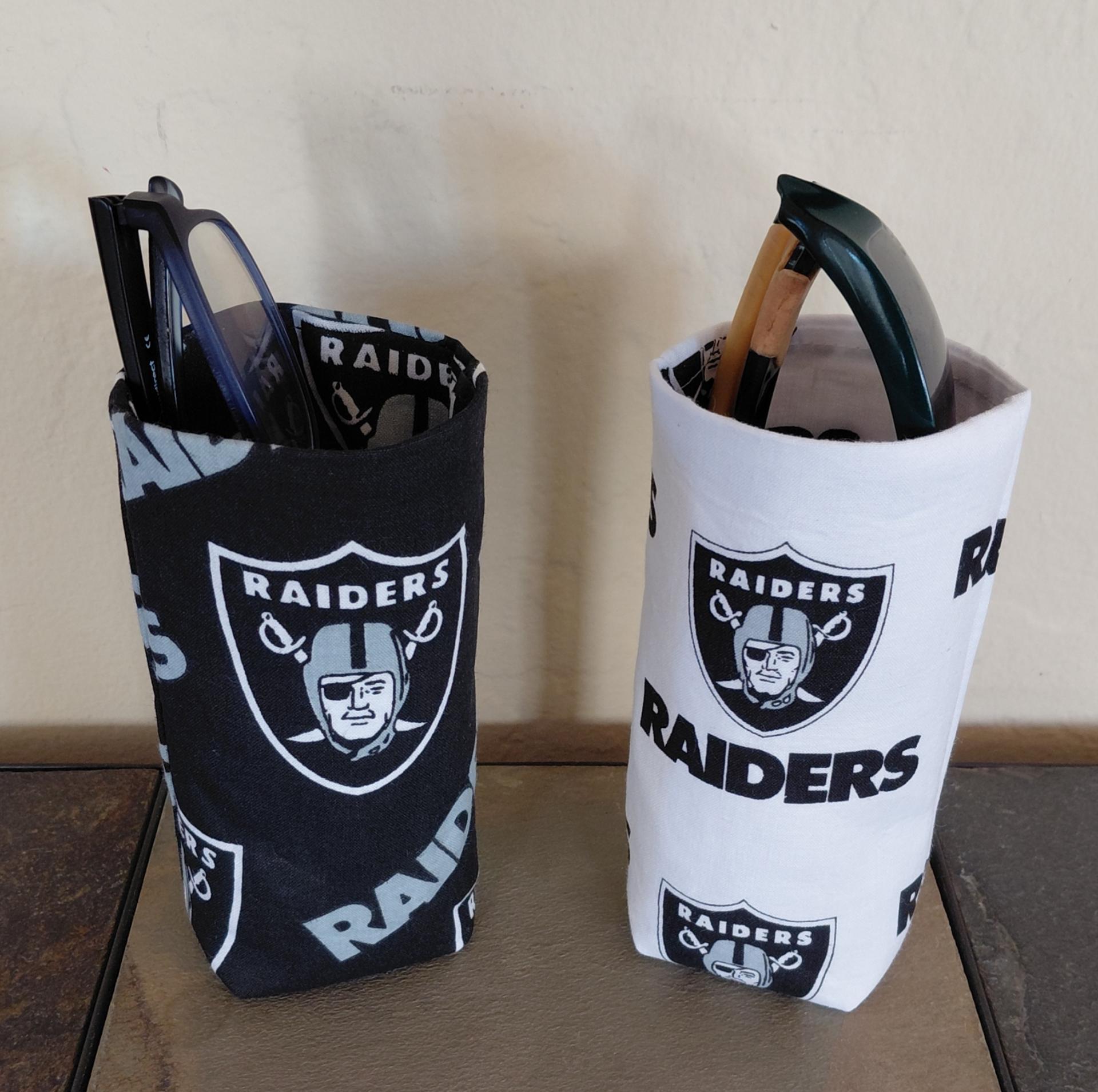 Raiders Upright Eyeglasses Holder, Handmade, Weighted Glasses Case, Glasses Stand, Eyeglasses Cup, Gift for Raiders fan, football