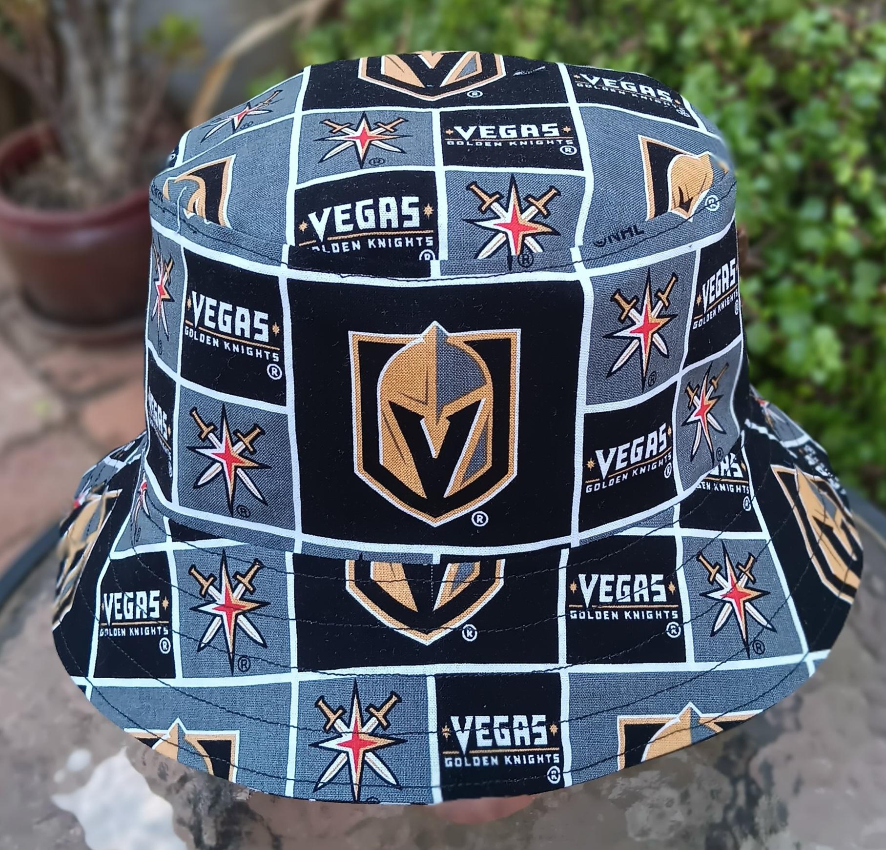Las Vegas Raiders / Golden Knights Bucket Hat, Handmade, Reversible, Sizes up to 4XL, Cotton, fishing hat, ponytail option, sun hat, floppy hat
