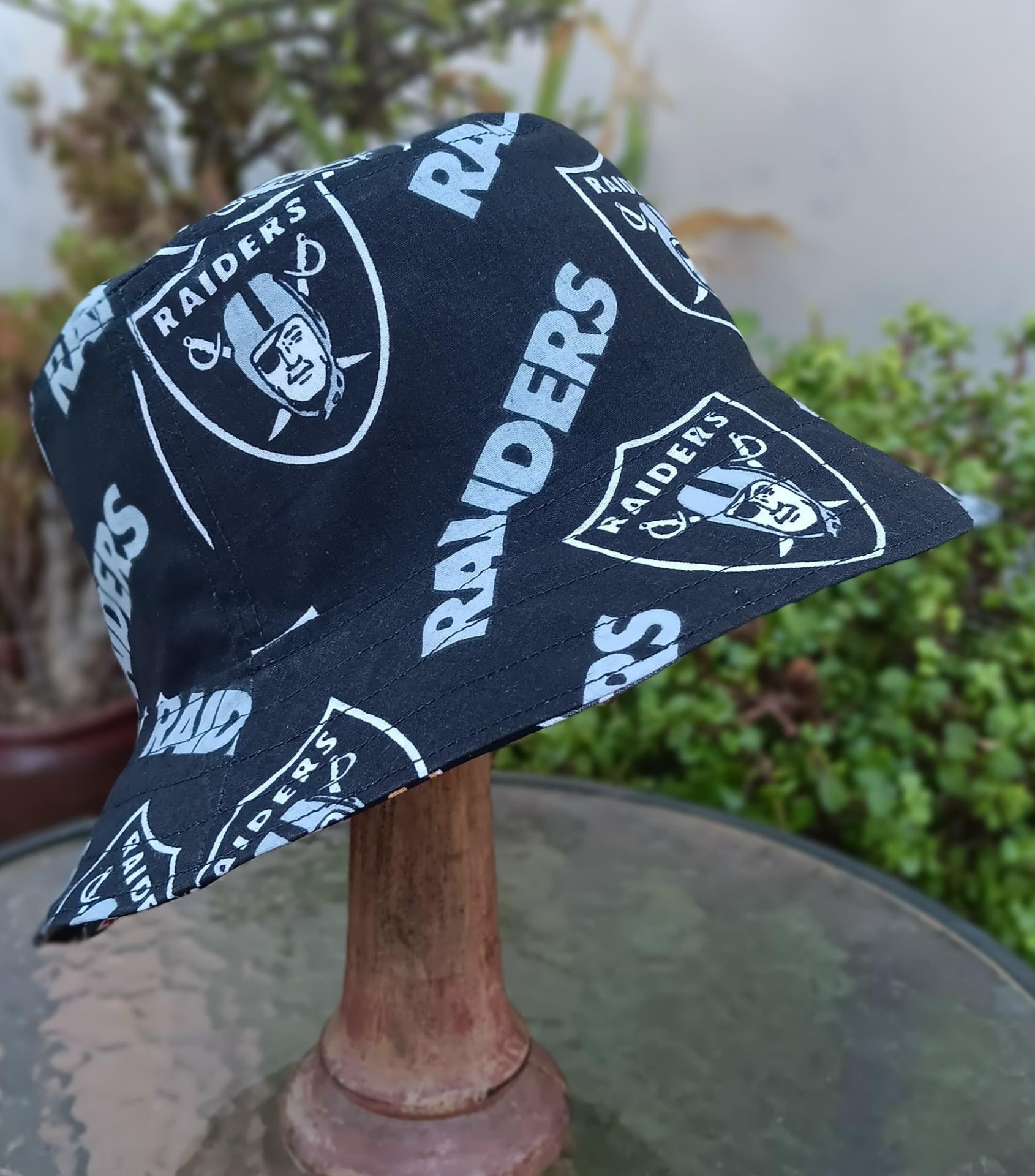Las Vegas Raiders / Golden Knights Bucket Hat, Handmade, Reversible, Sizes up to 4XL, Cotton, fishing hat, ponytail option, sun hat, floppy hat