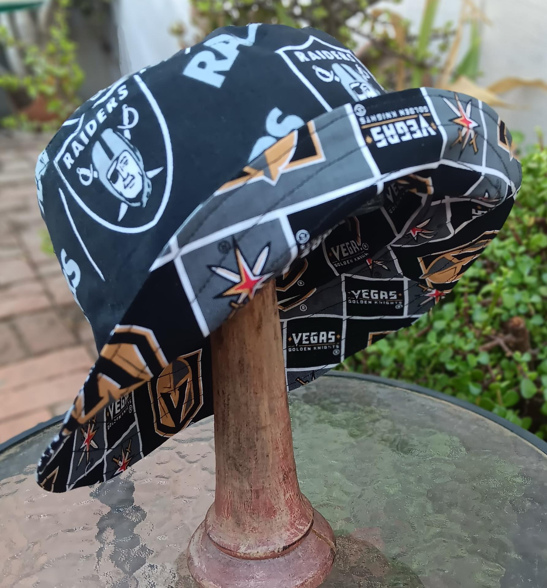 Las Vegas Raiders / Golden Knights Bucket Hat, Handmade, Reversible, Sizes up to 4XL, Cotton, fishing hat, ponytail option, sun hat, floppy hat