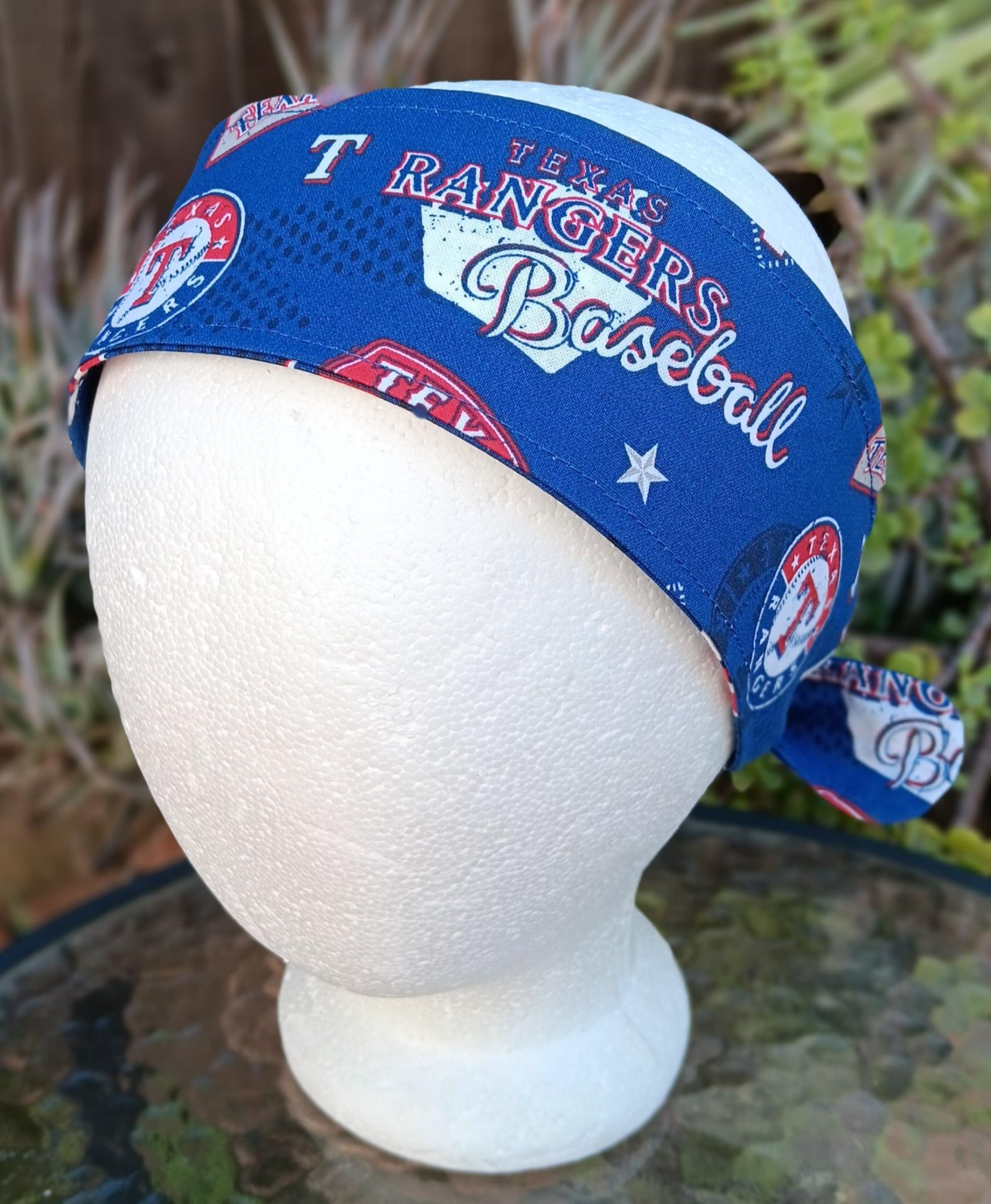 3” wide Texas Rangers headband, handmade, self tie, pin up style, scarf, retro style, bandana, rockabilly, baseball
