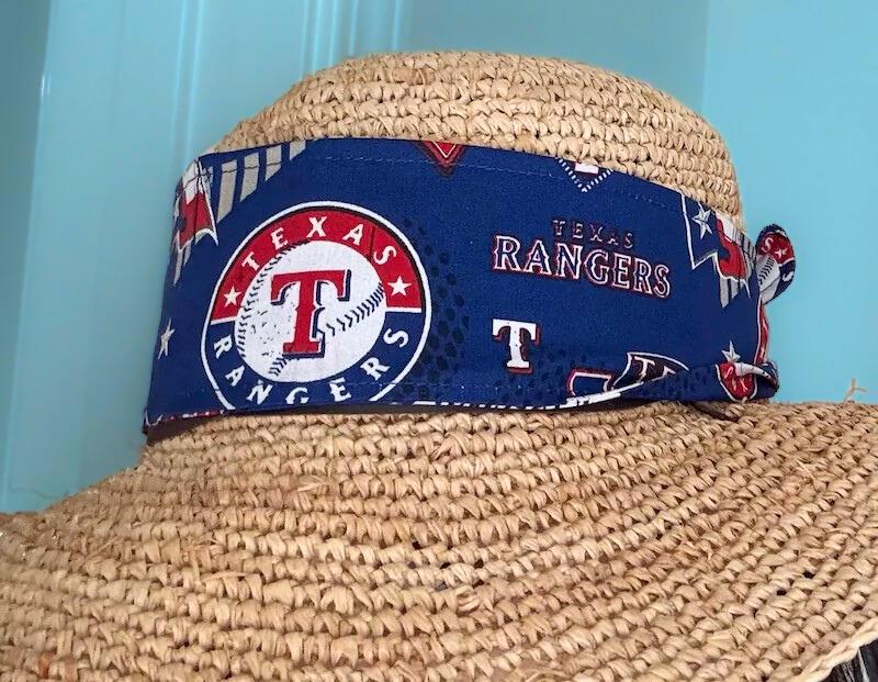 3” wide Texas Rangers headband, handmade, self tie, pin up style, scarf, retro style, bandana, rockabilly, baseball