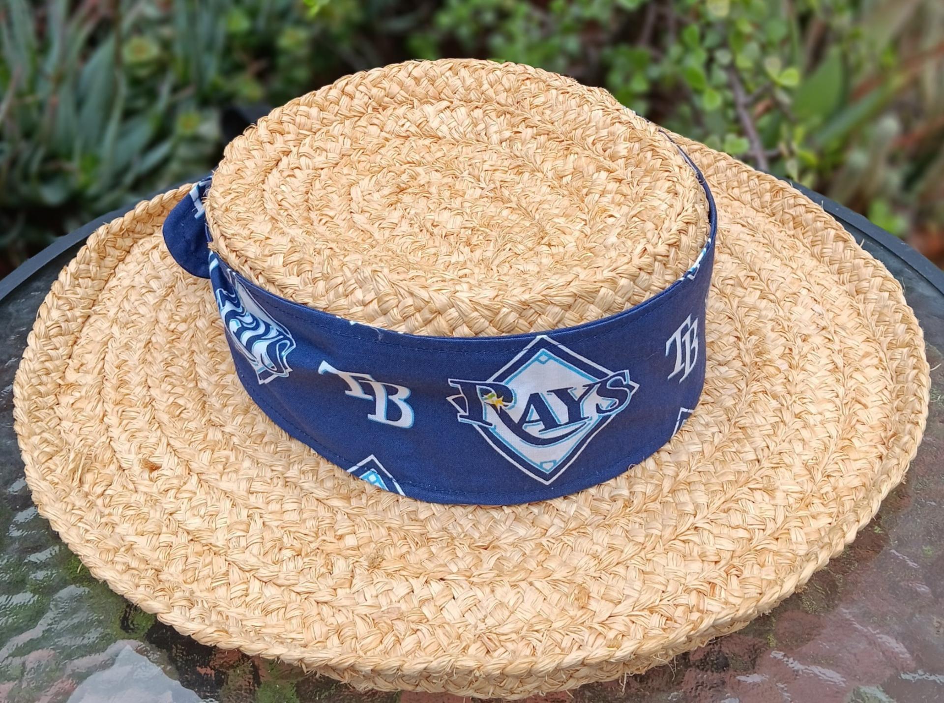 3” Wide Tampa Bay Rays headband, self tie, hair wrap, pin up style, hair tie, bandana, scarf, rockabilly, bandana, baseball, handmade