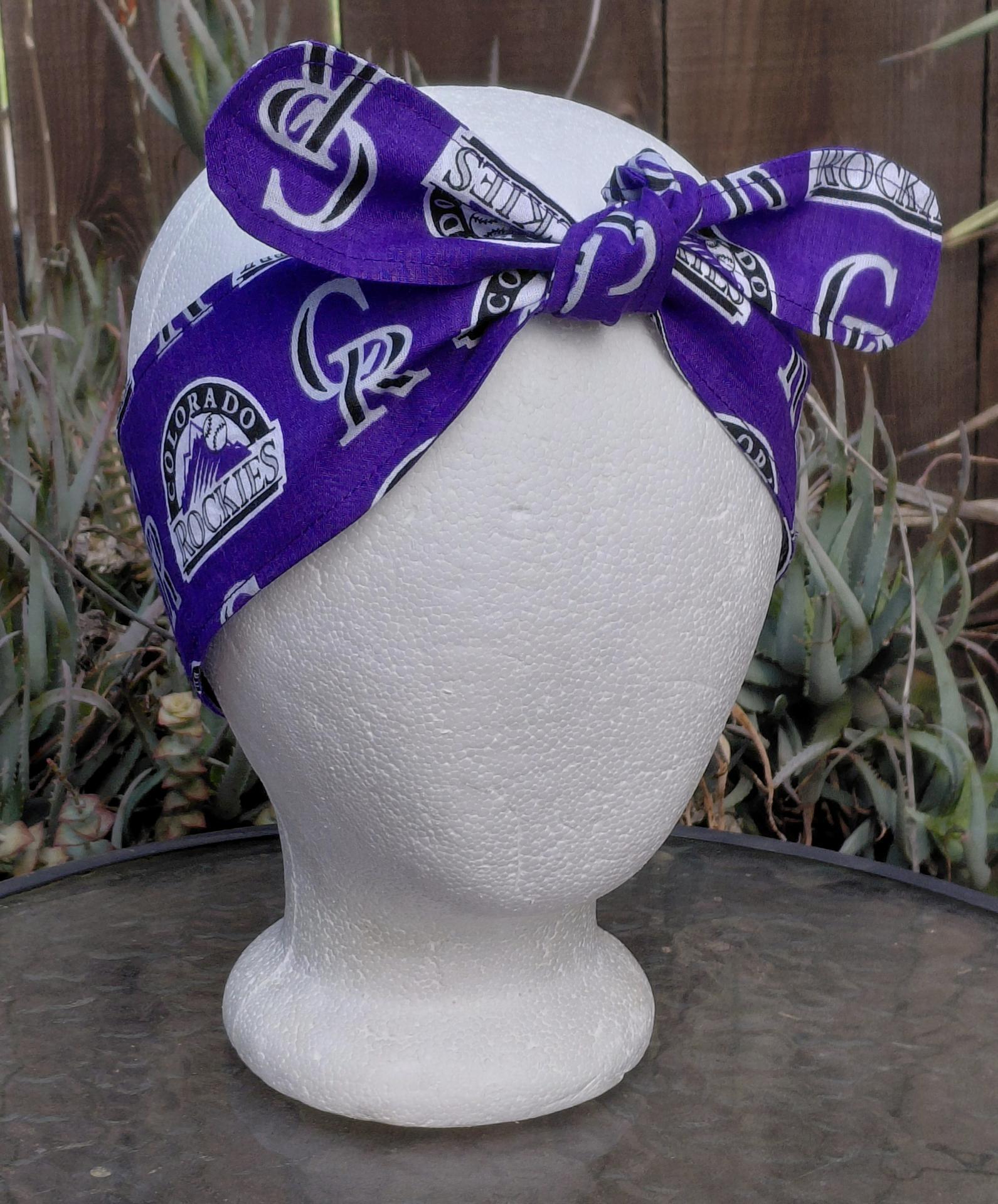 3” Wide Colorado Rockies Headband, handmade, hair wrap, hair tie, head wrap, pin up style, bandana, retro style