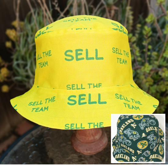 SELL the Team Bucket Hat, Yellow, Reversible to Swingin' A's, Unisex Sizes up to 4XL, Oakland A's, handmade from licensed fabric, floppy hat, sun hat, adults and older children
