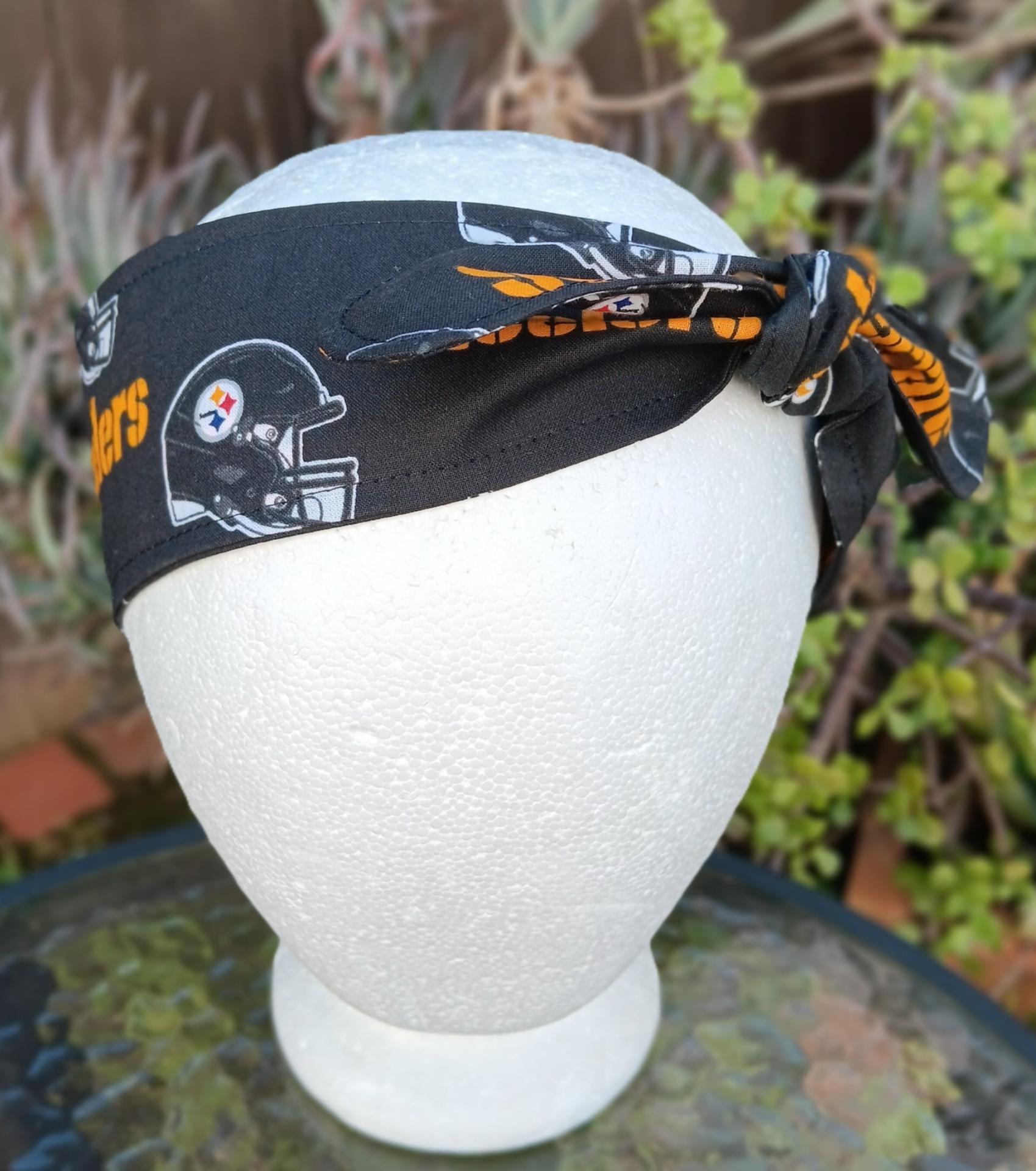 3” wide Pittsburgh Steelers headband, self tie, pin up style, scarf, bandana, retro style, rockabilly, handmade
