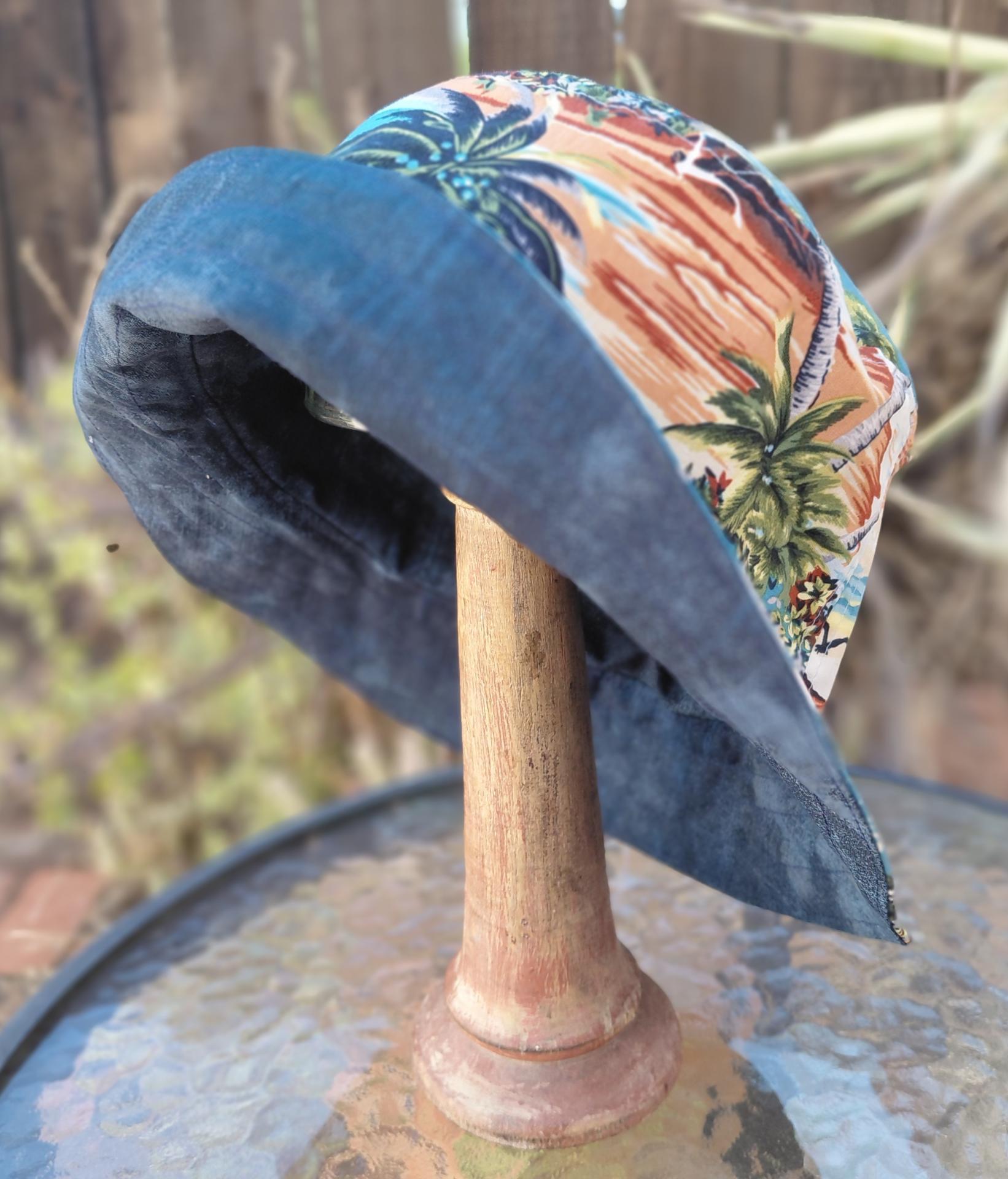Tropical Theme Bucket Hat, Palm Trees, Sizes up to 4XL, floppy hat, fishing hat, sun hat, casual hat, beach hat, Hawaiian resort cruise vacation hat
