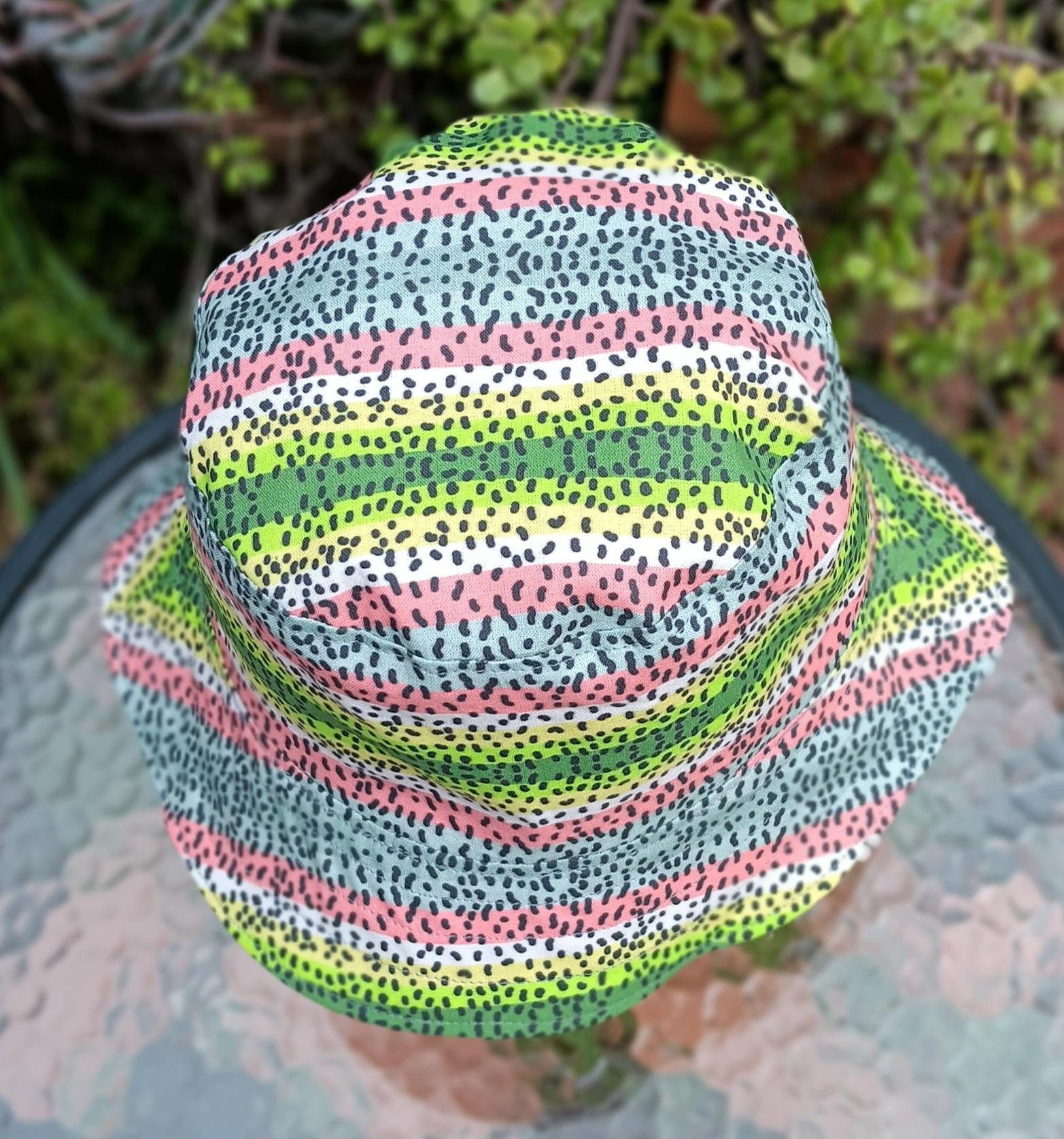 Trout Fishing Theme Bucket Hat, Fly Fishing, Reversible, Sizes up to 4XL, summer hat, fishing hat, sun hat, floppy hat, fisherman gift