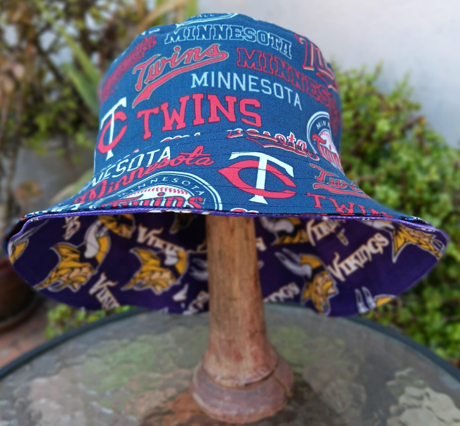 Minnesota Vikings / Twins Bucket Hat, Handmade, Reversible, Sizes up to 4XL, summer hat, fishing hat, sun hat, floppy hat, ponytail hat