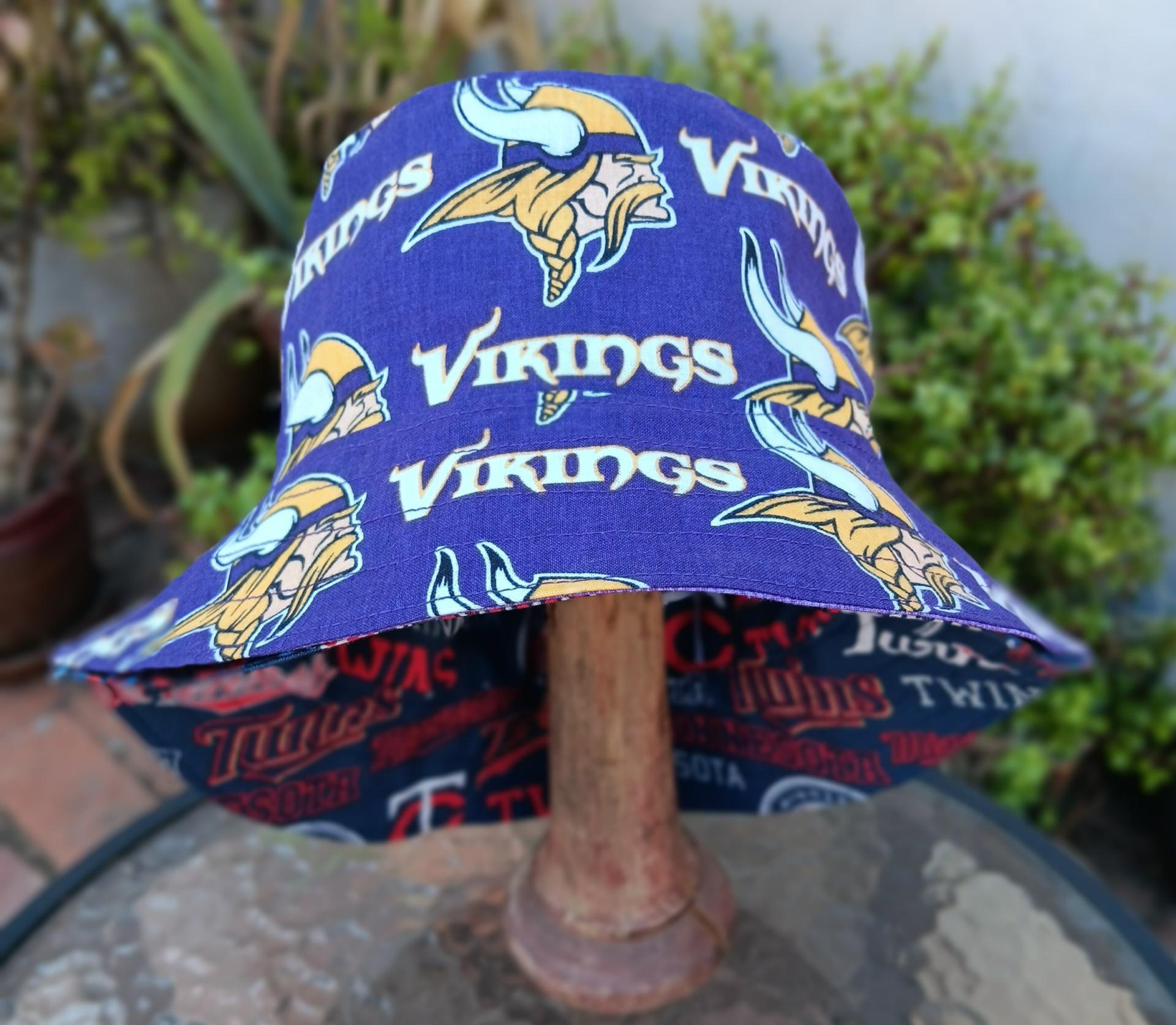 Minnesota Vikings / Twins Bucket Hat, Handmade, Reversible, Sizes up to 4XL, summer hat, fishing hat, sun hat, floppy hat, ponytail hat