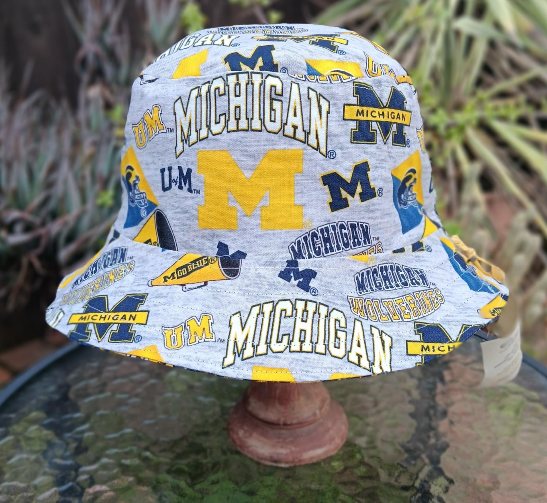 University of Michigan Sugar Skulls Bucket Hat, Handmade, Reversible, Size MEDIUM, summer hat, fishing hat, floppy hat