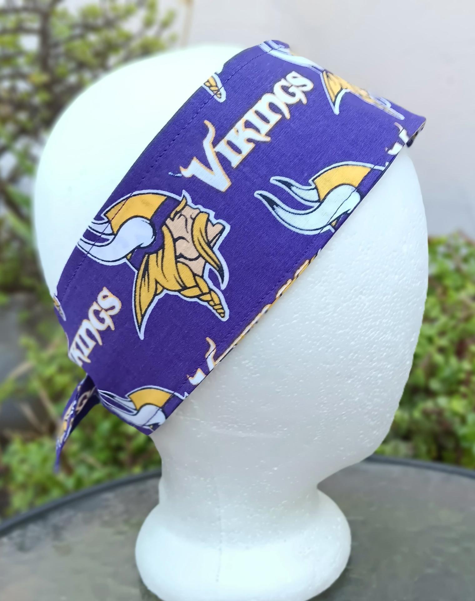 3” wide Minnesota Vikings hair tie, headband, pin up, self tie, scarf, retro style, rockabilly, handmade