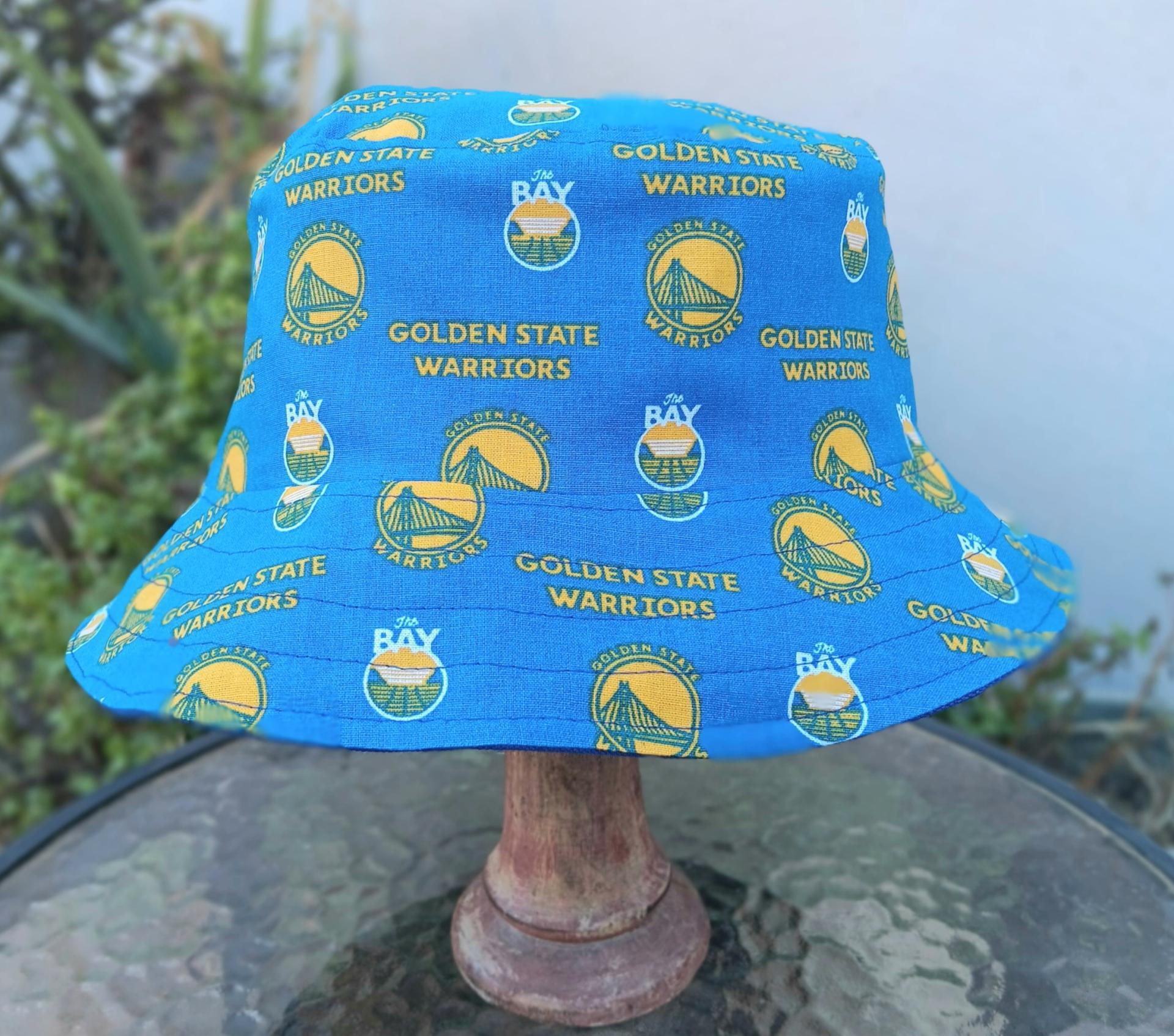 Golden State Warriors Bucket Hat, Hanadmade, GSW hat, Reversible to Blue Canvas, Sizes up to 4XL, summer fishing hat, sun hat, floppy hat, adults or older children