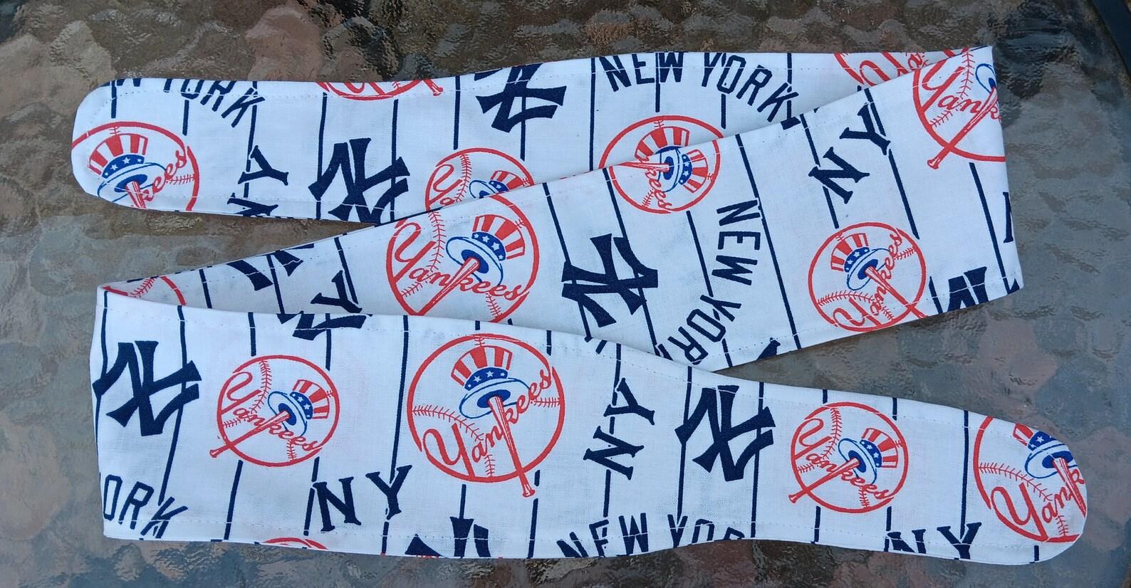 3” Wide NY Yankees headband, self tie, hair wrap, pin up style, hair tie, retro style, rockabilly, handmade, New York Yankees