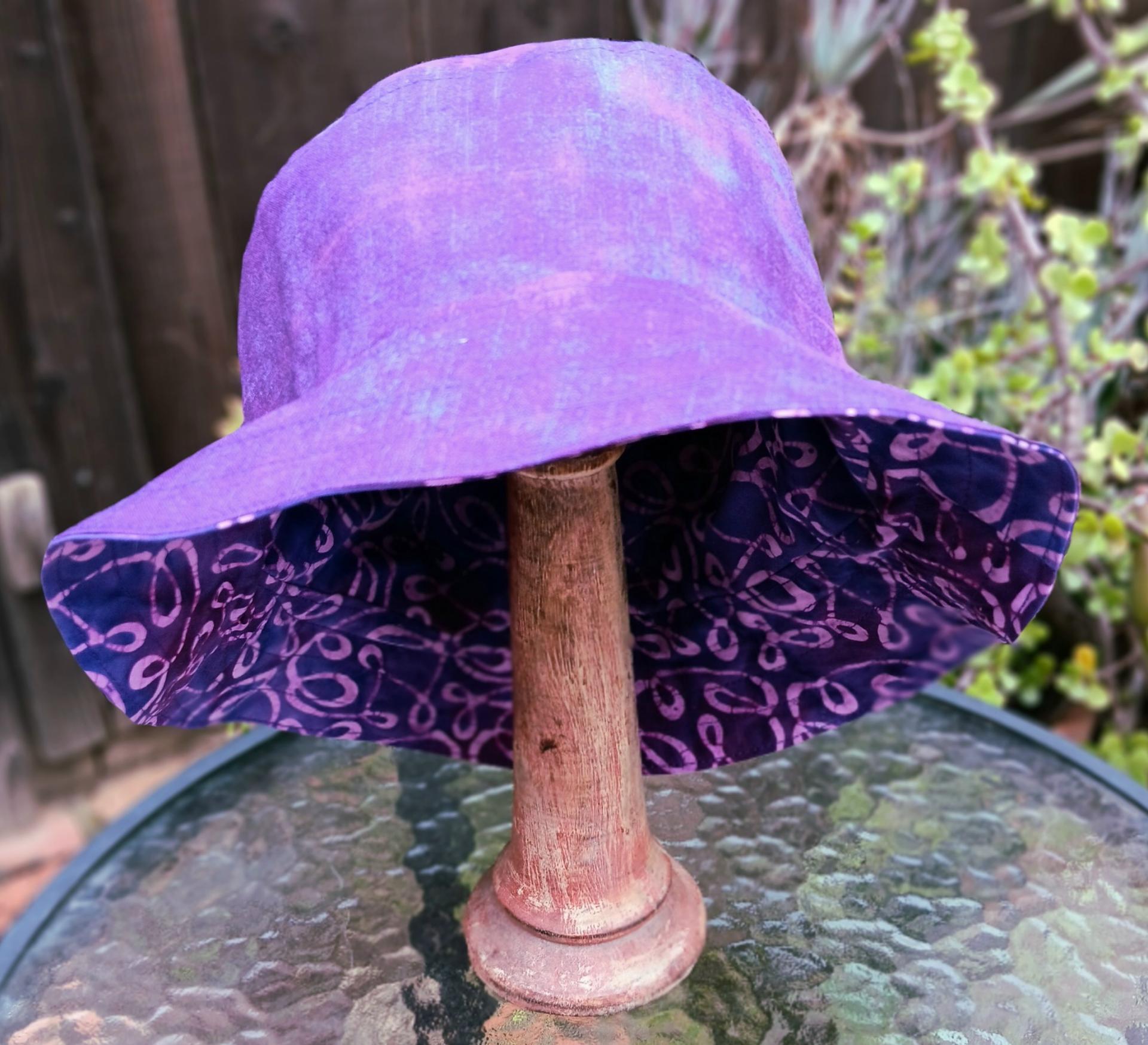 Purple Batik Bucket Hat, Reversible, cotton, summer hat, fishing hat, sun hat, floppy hat