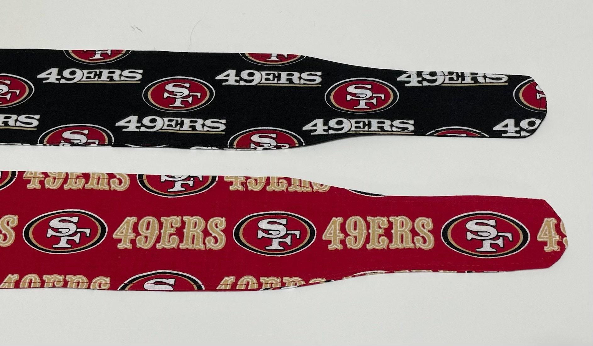 3” Wide San Francisco 49ers headband, handmade, Niners bandana, pin up style hair tie, retro style, rockabilly, head scarf, red or black