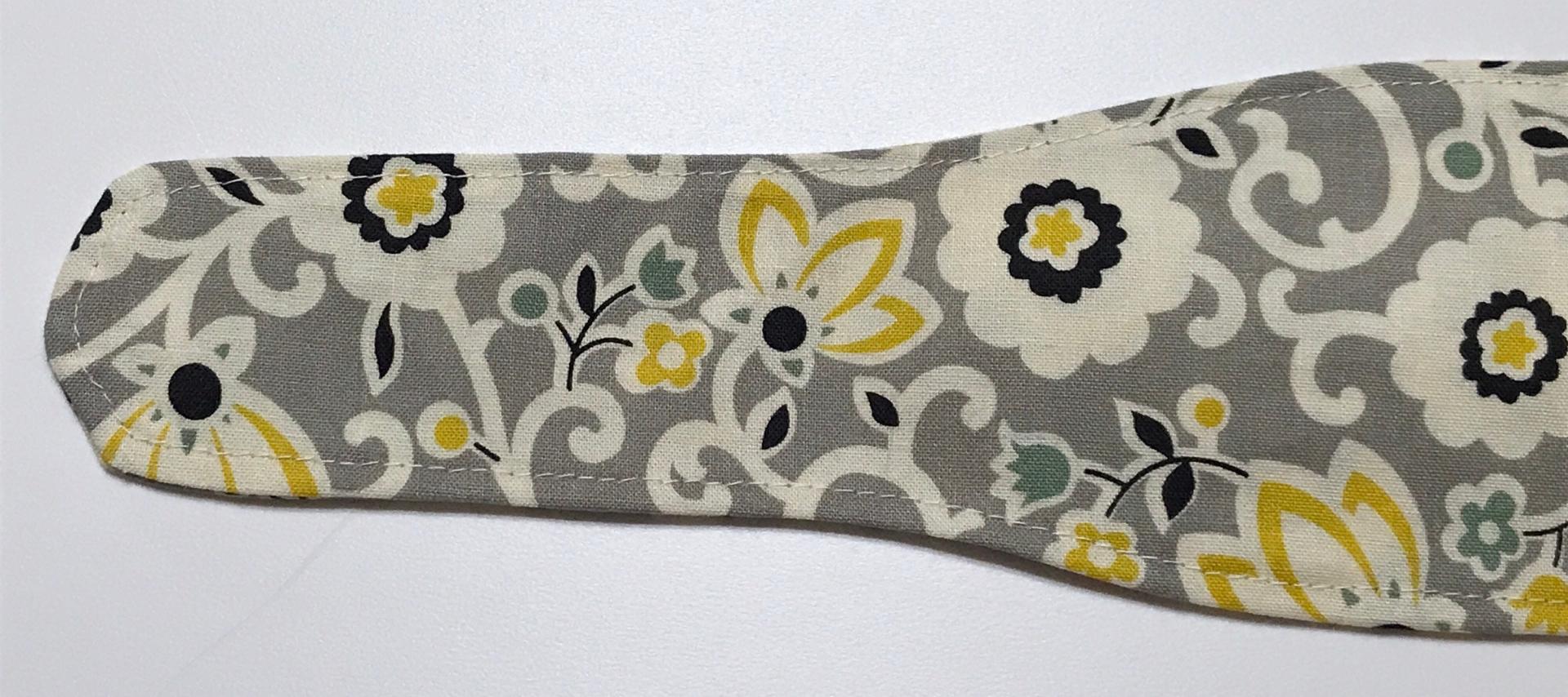 3” Wide Gray and Yellow Floral headband, self tie, hair wrap, pin up style, hair tie, retro style, grey scarf, bandana