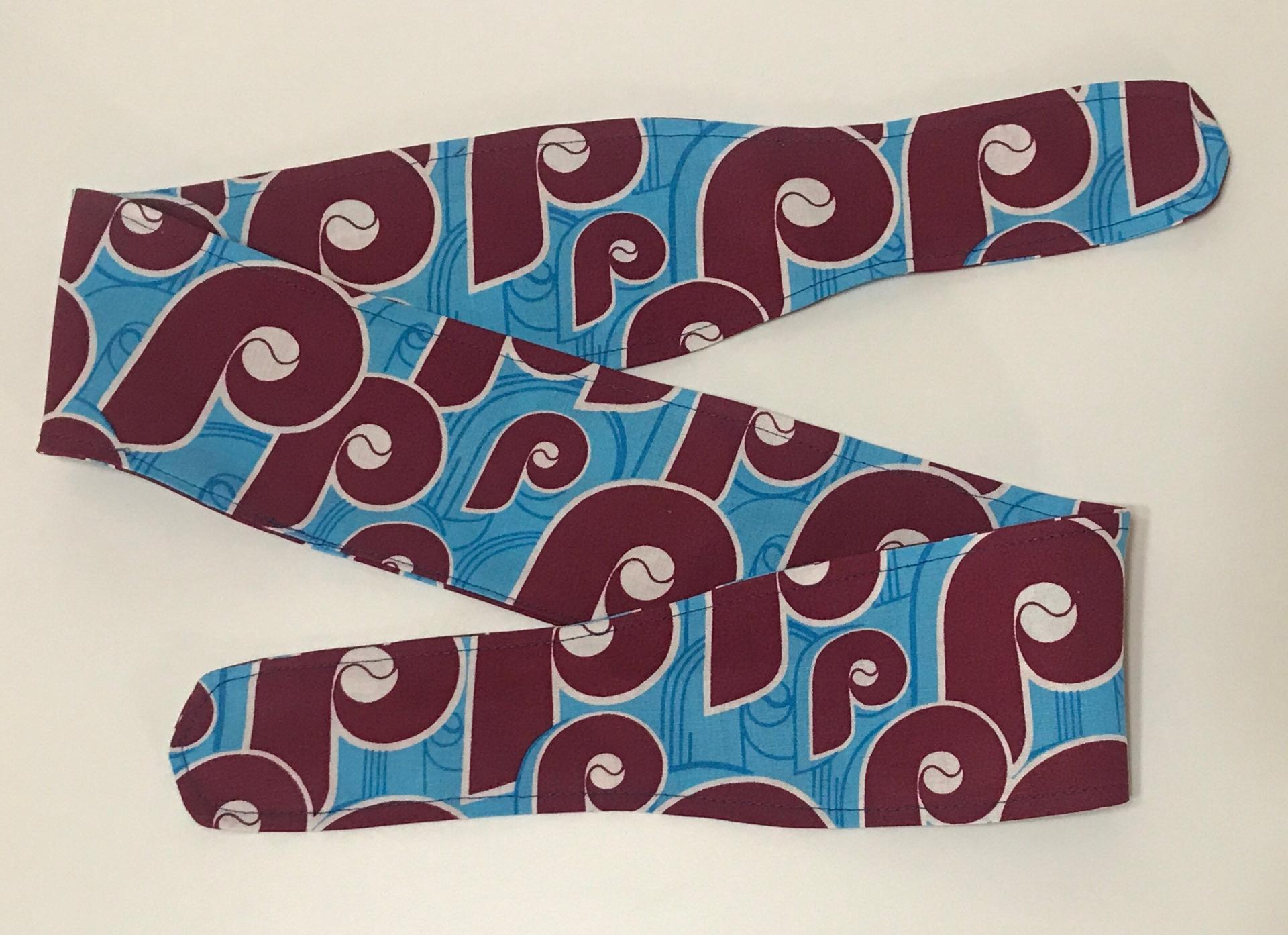 3” Wide Philadelphia Phillies Throwback Headband, handmade, hair wrap, pin up, hair tie, top knot, retro style, rockabilly