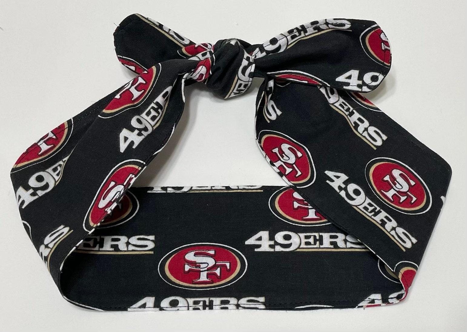 3” Wide San Francisco 49ers headband, handmade, Niners bandana, pin up style hair tie, retro style, rockabilly, head scarf, red or black