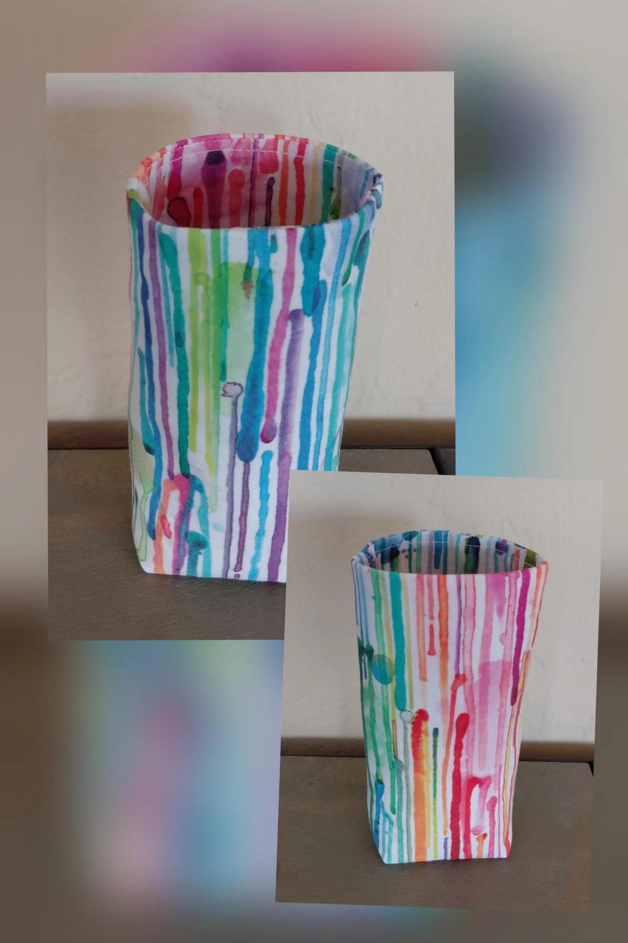 Rainbow Upright Eyeglasses Holder, Bright Colors Glasses Stand, Multicolored Weighted Fabric Eyeglasses Case