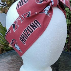 3” Wide Arizona Diamondbacks headband, Sedona red. handmade, hair tie, scarf, pin up style, hair wrap, retro, rockabilly, scarf, baseball