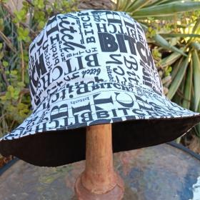 "B*TCH" Black and White Bucket Hat, Reversible to Black, Sizes up to 4XL, summer hat, sun hat, floppy hat, funny sassy gift for friend, bitch hat, adult gift