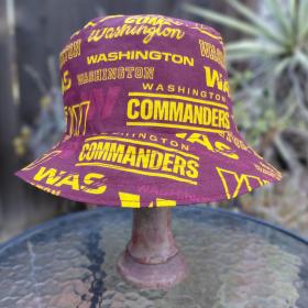 Washington Commanders Bucket Hat, Handmade, Reversible to Burgundy, Sizes up to 4XL, summer hat, fishing hat, sun hat, floppy hat, ponytail hat