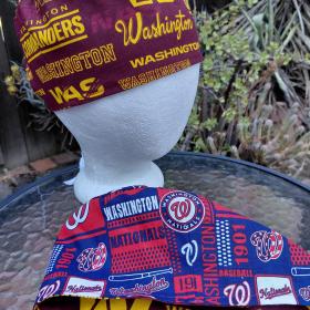Toggle Cord Lock Reversible Washington Commanders / Nationals scrub cap, handmade, adjustable, for nurse, dentist, technician, food service