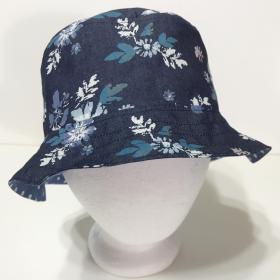 Floral Denim Bucket Hat, Reversible, Sizes S-XXL, Cotton, floppy hat, gardening hat, sun hat, casual hat, woman's fishing hat, polka dots, adults or older children