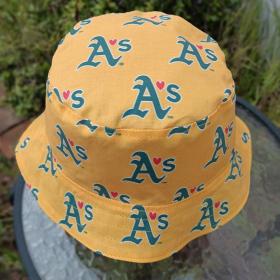 A's Bucket Hat, Athletics Hat, Handmade, Reversible to Green, Adults & Children Sizes up to 4XL, fishing hat, ponytail hat, sun hat, floppy hat