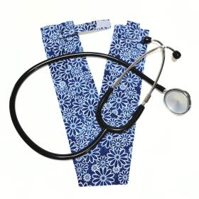 Wide Stethoscope Cover, Blue and White Floral Stethoscope Sleeve for non removable bells, gift for nurse, doctor, veterinarian, student