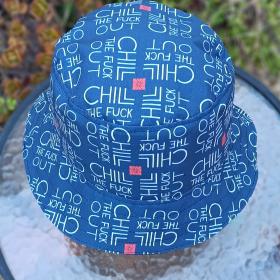 Chill The F*ck Out Bucket Hat, Reversible to Dark Navy Blue, Sizes up to 4XL, summer hat, sun hat, floppy hat, funny sassy gift for friend, adult gift