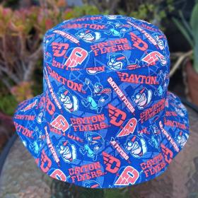 University of Dayton Flyers Bucket Hat, Handmade, Reversible to Blue, Size LARGE, summer hat, fishing hat, floppy hat