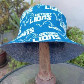 Detroit Lions Bucket Hat, Handmade, Reversible to Grey, Sizes up to 4XL, summer hat, fishing hat, sun hat, floppy hat, ponytail hat