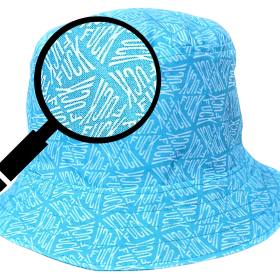 Geometic "F*ck" Print Bucket Hat, Reversible to Turquoise Blue, Size up to XXL, summer hat, sun hat, floppy hat, funny sassy gift for friend, adult gift