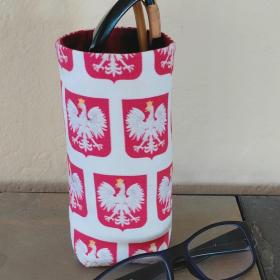 Polish Eagle Upright Eyeglasses Holder, Glasses Stand, Glasses Holder, Polish American Gift, Weighted Stand-up Glasses Pouch, Polska gift