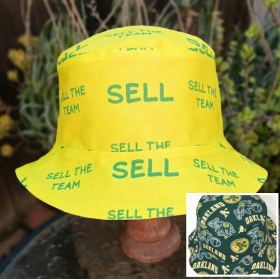 SELL the Team Bucket Hat, Yellow, Reversible to Swingin' A's, Unisex Sizes up to 4XL, Oakland A's, handmade from licensed fabric, floppy hat, sun hat, adults and older children