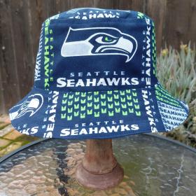 Seattle Seahawks Bucket Hat, Handmade, Reversible, Sizes XS to 4XL, ponytail hat, fishing hat, sun hat, floppy hat, ponytail hat, football