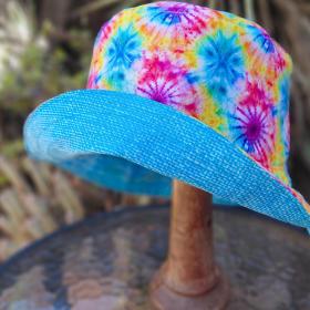 Tie Dye Print Bucket Hat, Multicolor, Reversible, Adult Size Medium, band hat, fishing hat, sun hat
