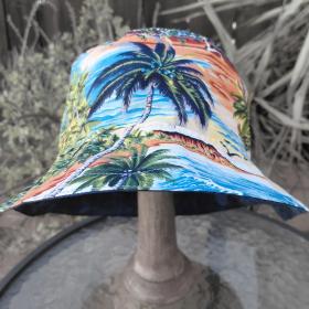 Tropical Theme Bucket Hat, Palm Trees, Sizes up to 4XL, floppy hat, fishing hat, sun hat, casual hat, beach hat, Hawaiian resort cruise vacation hat